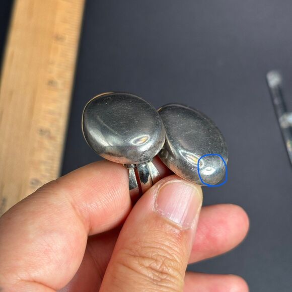 Vintage Mexico 925 Sterling Silver Oval Clip-On Earrings Minimalist Modernist - Picture 6 of 7